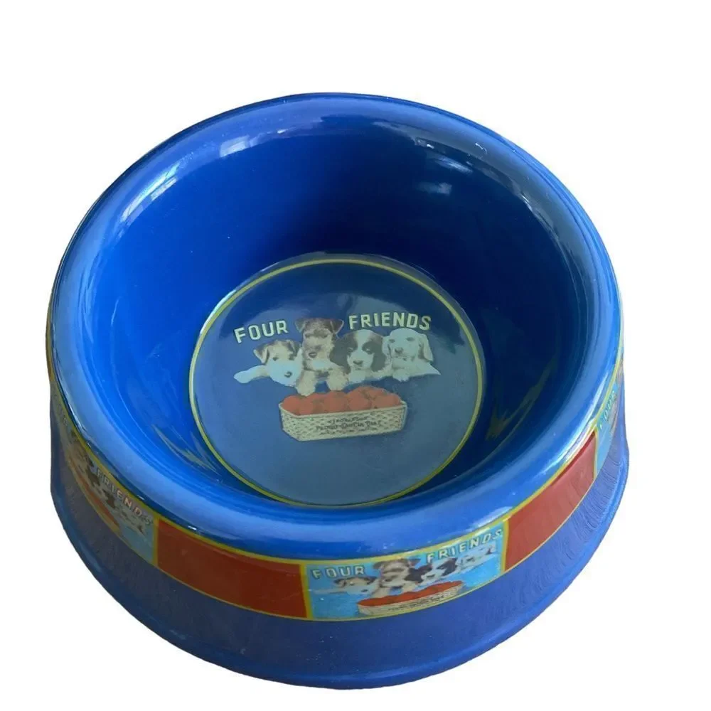 PETS PETS PETS Four Friends Pet Dog Cat Food Water Ceramic Dish